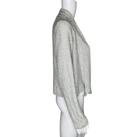 Anthropologie Knitted & Knotted Sweater Women Small Gray Open Knit Shimmmer Boho - Picture 2 of 10